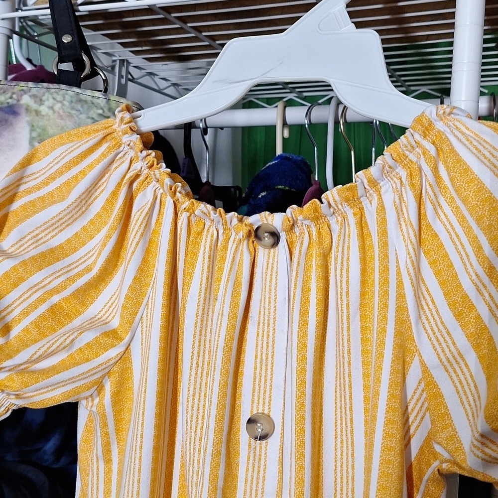 URBAN FREEDOM YELLOW AND WHITE XS BLOUSE - Picture 2 of 6